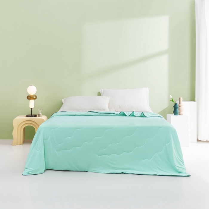 麦空家居 2025新款A类氨纶凉感丝西瓜抗菌空调被夏被 湖绿