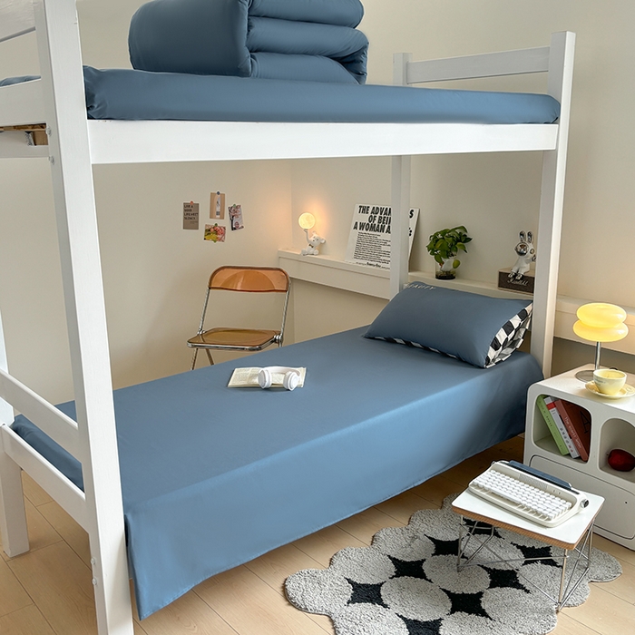 91家纺网 家纺一手货源 找家纺 麦空家居 2025新款 学生季 抗菌水洗棉刺绣学生三件套 - 布丁系列 宾利蓝