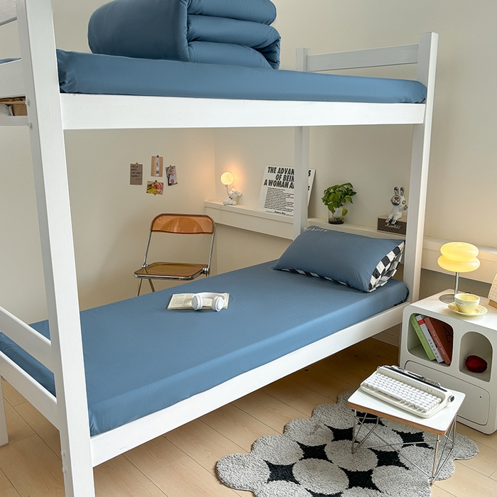 91家纺网 家纺一手货源 找家纺 麦空家居 2025新款 学生季 抗菌水洗棉刺绣学生三件套 - 布丁系列 宾利蓝