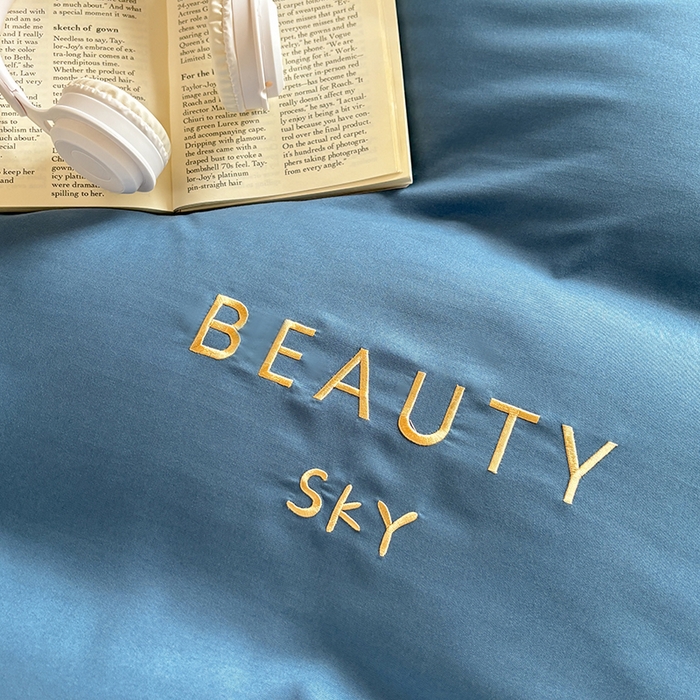 91家纺网 家纺一手货源 找家纺 麦空家居 2025新款 学生季 抗菌水洗棉刺绣学生三件套 - 布丁系列 宾利蓝