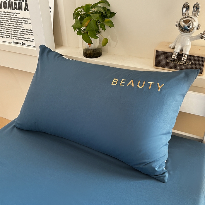 91家纺网 家纺一手货源 找家纺 麦空家居 2025新款 学生季 抗菌水洗棉刺绣学生三件套 - 布丁系列 宾利蓝