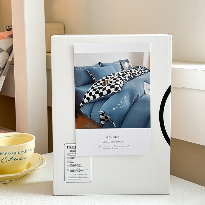 91家纺网 家纺一手货源 找家纺 麦空家居 2025新款 学生季 抗菌水洗棉刺绣学生三件套 - 布丁系列 宾利蓝