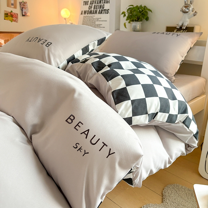 91家纺网 家纺一手货源 找家纺 麦空家居 2025新款 学生季 抗菌水洗棉刺绣学生三件套 - 布丁系列 高山灰