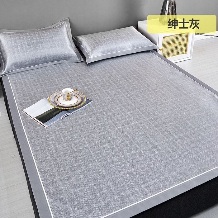 91家纺网 家纺一手货源 找家纺 麦空家居 2025新款600D冰丝席三件套 绅士灰