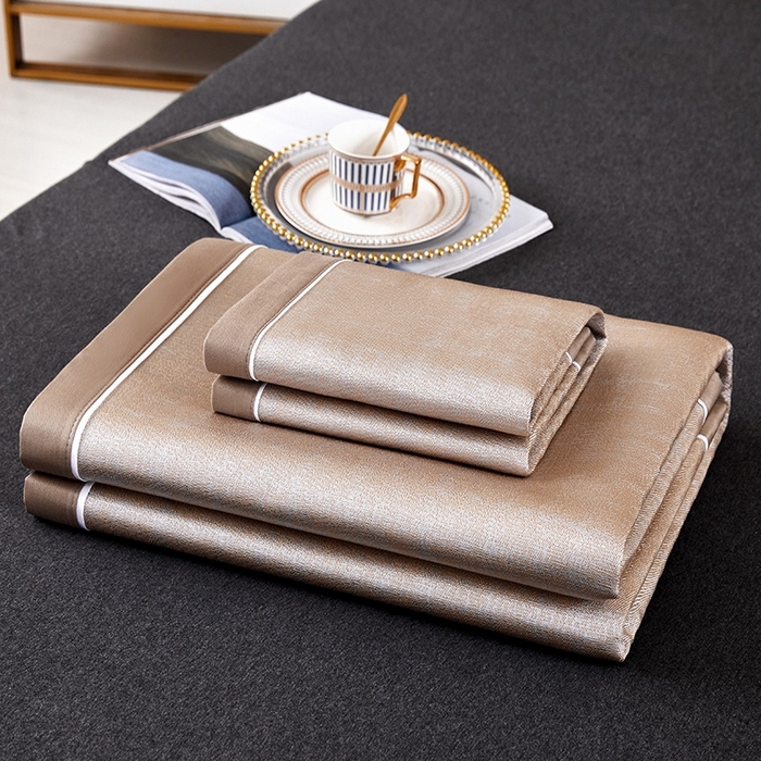 91家纺网 家纺一手货源 找家纺 麦空家居 2025新款600D冰丝席三件套 活力橘