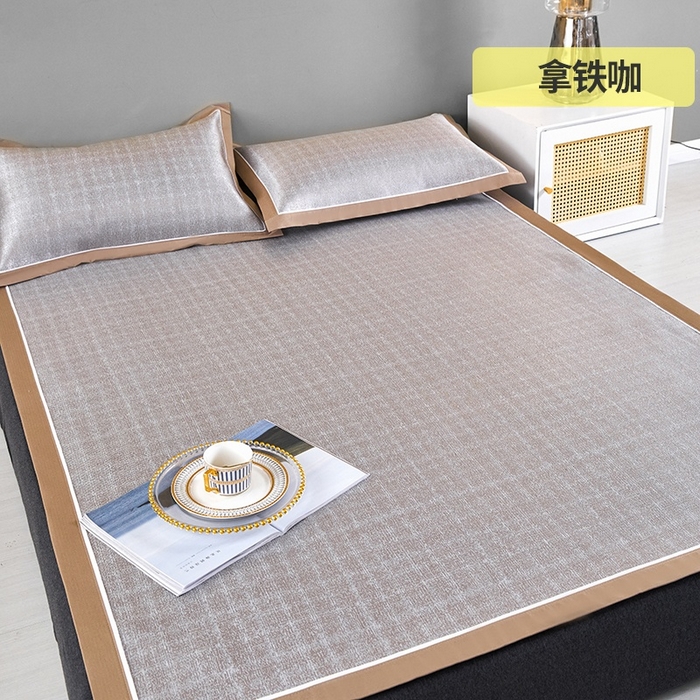 91家纺网 家纺一手货源 找家纺 麦空家居 2025新款600D冰丝席三件套 拿铁咖