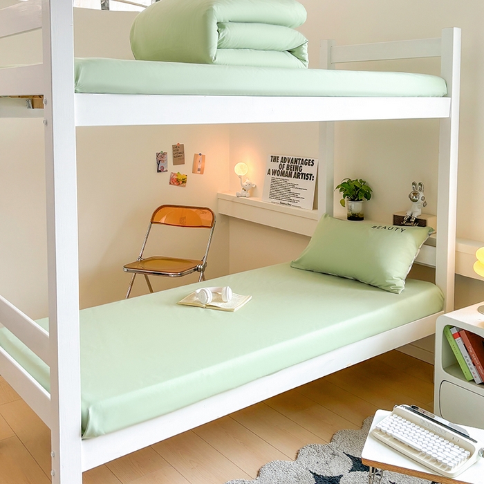 91家纺网 家纺一手货源 找家纺 麦空家居 2025新款 学生季 抗菌水洗棉刺绣学生三件套 - 布丁系列 牛油果