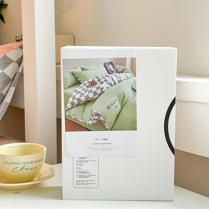 91家纺网 家纺一手货源 找家纺 麦空家居 2025新款 学生季 抗菌水洗棉刺绣学生三件套 - 布丁系列 牛油果