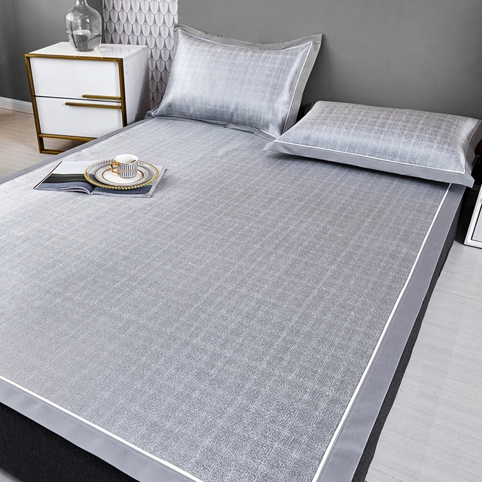 91家纺网 家纺一手货源 找家纺 麦空家居 2025新款600D冰丝席三件套 绅士灰