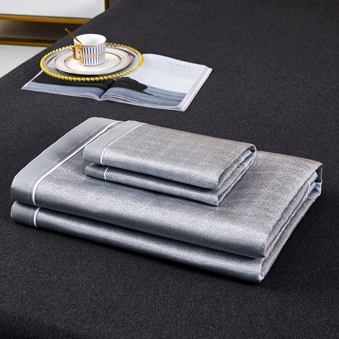 91家纺网 家纺一手货源 找家纺 麦空家居 2025新款600D冰丝席三件套 绅士灰