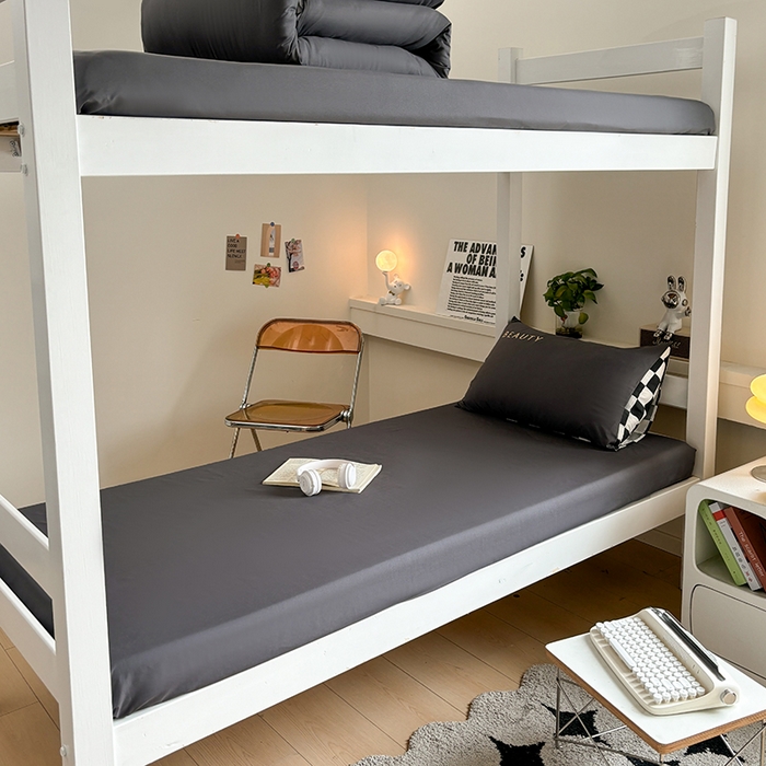 91家纺网 家纺一手货源 找家纺 麦空家居 2025新款 学生季 抗菌水洗棉刺绣学生三件套 - 布丁系列 绅士灰