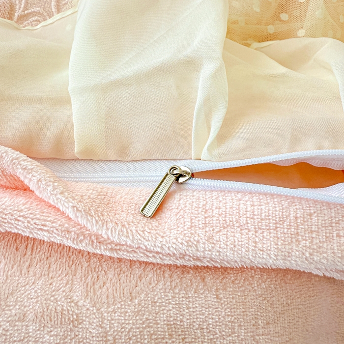 91家纺网 家纺一手货源 找家纺 锦格家纺 2025新款A类高克重雕花牛奶绒花边四件套 梦幻-玉粉