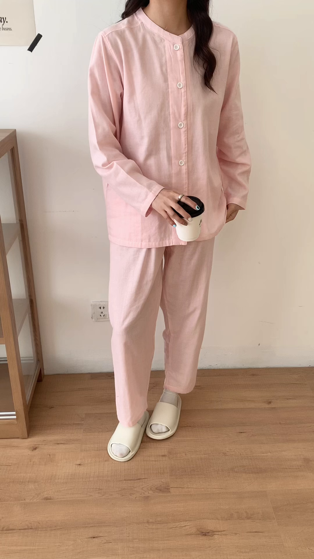 91家纺网 家纺一手货源 找家纺 观月轩家纺 2025新款全棉纯棉60支双层纱系列家居服 女款-纯粉色