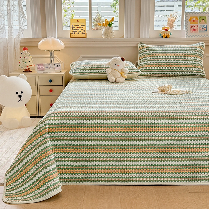 大元 2025新款A类数码印花朴棉夹棉床盖老粗布床盖双面可用 多彩条纹