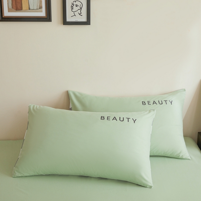 91家纺网 家纺一手货源 找家纺 麦空家居 2025新款水洗棉刺绣四件套-布丁（棋盘格） 牛油果