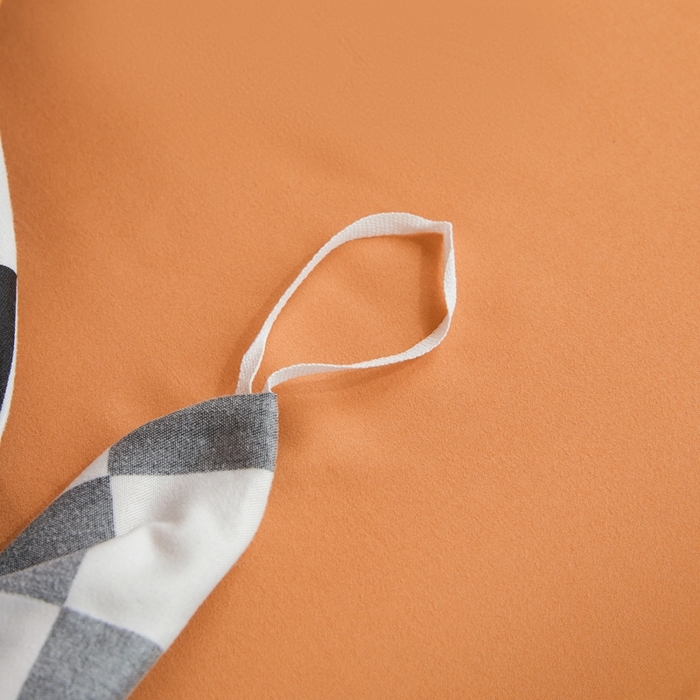 91家纺网 家纺一手货源 找家纺 麦空家居 2025新款水洗棉刺绣四件套-布丁（棋盘格） 爱马橙