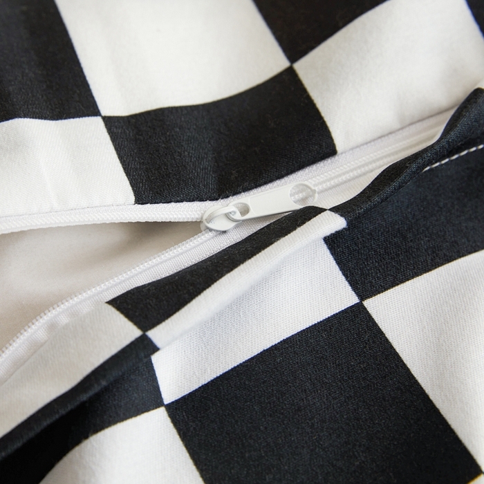 91家纺网 家纺一手货源 找家纺 麦空家居 2025新款水洗棉刺绣四件套-布丁（棋盘格） 爱马橙