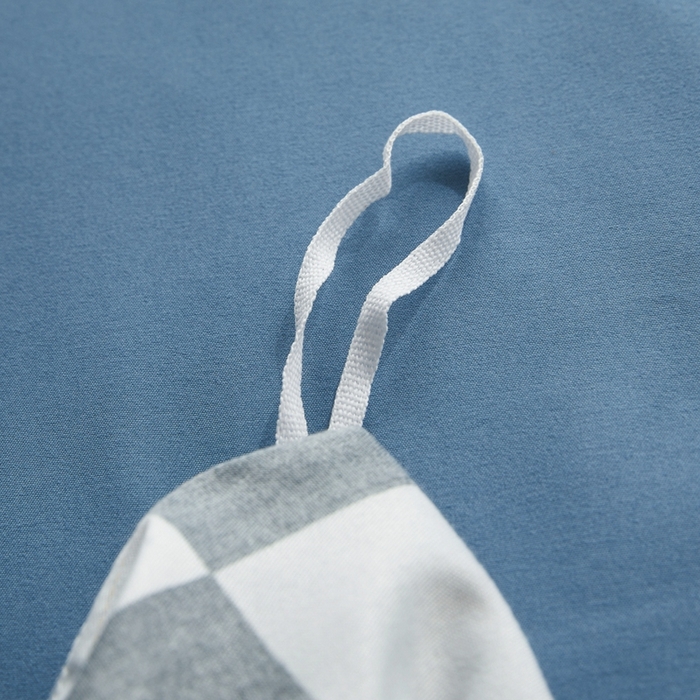 91家纺网 家纺一手货源 找家纺 麦空家居 2025新款水洗棉刺绣四件套-布丁（棋盘格） 宾利蓝