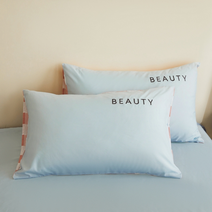 91家纺网 家纺一手货源 找家纺 麦空家居 2025新款水洗棉刺绣四件套-布丁（棋盘格） 天空兰