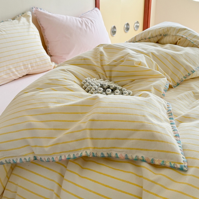 91家纺网 家纺一手货源 找家纺 （总）艾莱家纺 2025新款七彩贝壳全棉加厚超柔磨毛四件套