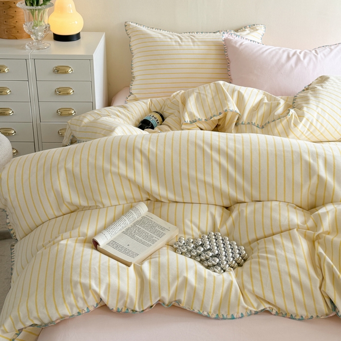 91家纺网 家纺一手货源 找家纺 （总）艾莱家纺 2025新款七彩贝壳全棉加厚超柔磨毛四件套