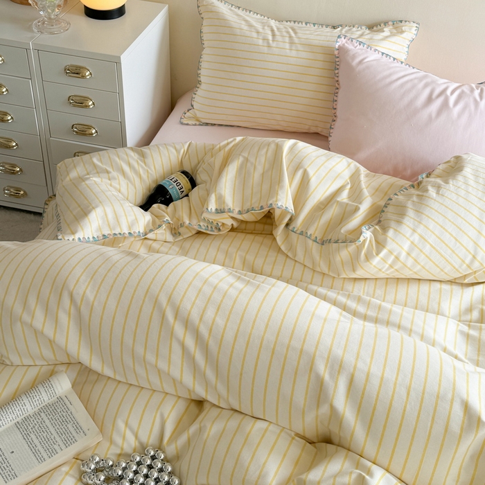 91家纺网 家纺一手货源 找家纺 （总）艾莱家纺 2025新款七彩贝壳全棉加厚超柔磨毛四件套