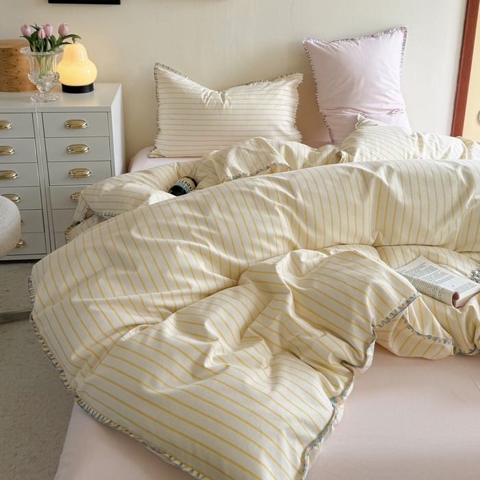 91家纺网 家纺一手货源 找家纺 （总）艾莱家纺 2025新款七彩贝壳全棉加厚超柔磨毛四件套