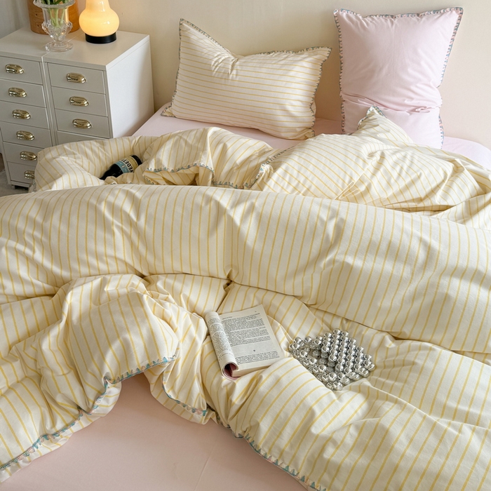 91家纺网 家纺一手货源 找家纺 （总）艾莱家纺 2025新款七彩贝壳全棉加厚超柔磨毛四件套