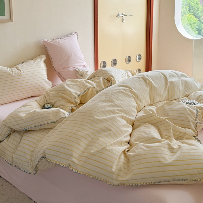 91家纺网 家纺一手货源 找家纺 （总）艾莱家纺 2025新款七彩贝壳全棉加厚超柔磨毛四件套