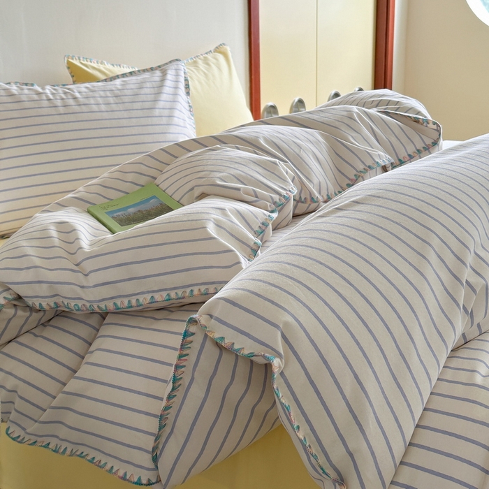 91家纺网 家纺一手货源 找家纺 （总）艾莱家纺 2025新款七彩贝壳全棉加厚超柔磨毛四件套