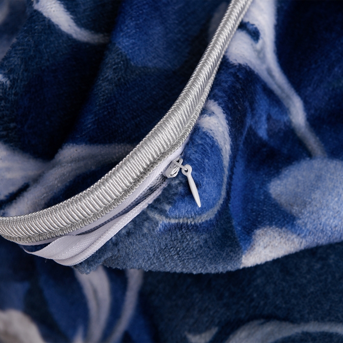 91家纺网 家纺一手货源 找家纺 晚静 2025新款7斤牛奶绒四件套金貂法莱绒床裙款保暖绒三件套 蓝莲花