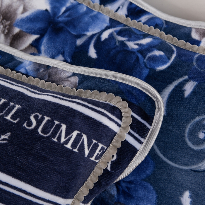 91家纺网 家纺一手货源 找家纺 晚静 2025新款7斤牛奶绒四件套金貂法莱绒床裙款保暖绒三件套 蓝莲花