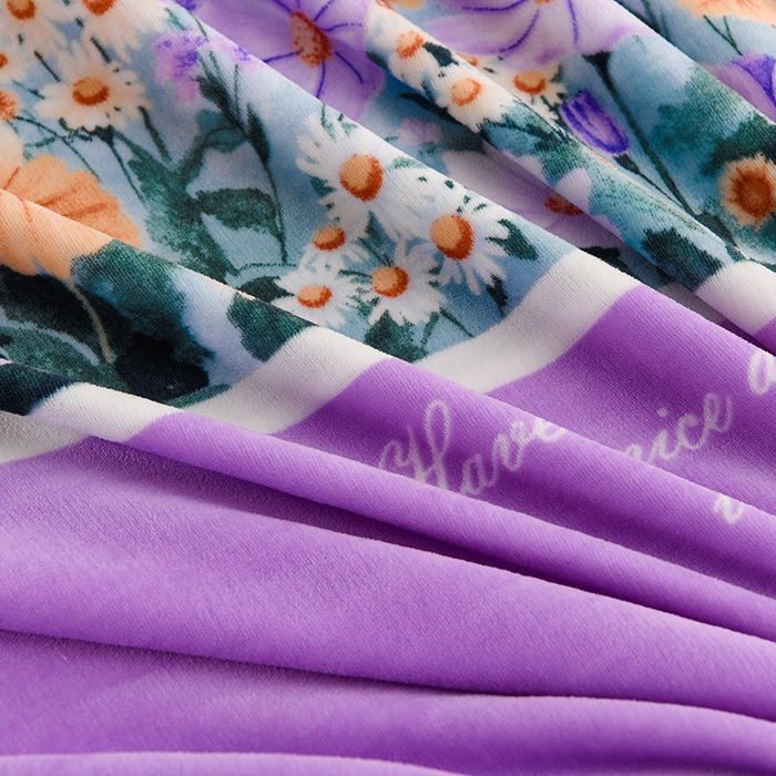 91家纺网 家纺一手货源 找家纺 晚静 2025新款7斤牛奶绒四件套金貂法莱绒床裙款保暖绒三件套 花香