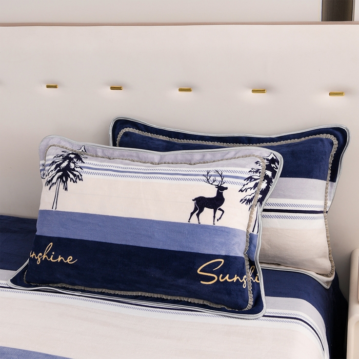 91家纺网 家纺一手货源 找家纺 晚静 2025新款7斤牛奶绒四件套金貂法莱绒床裙款保暖绒三件套 小鹿