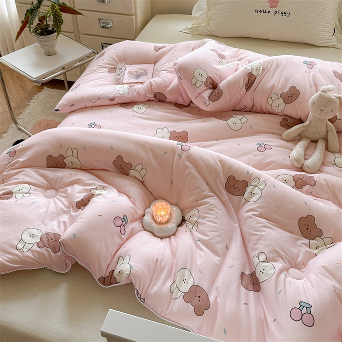 91家纺网 家纺一手货源 找家纺 暖生活 2025新款牛奶针织棉四季被冬被 好朋友