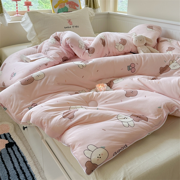 91家纺网 家纺一手货源 找家纺 暖生活 2025新款牛奶针织棉四季被冬被 好朋友