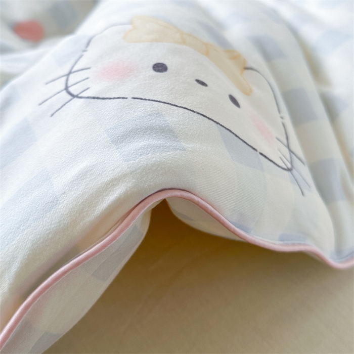 91家纺网 家纺一手货源 找家纺 暖生活 2025新款牛奶针织棉四季被冬被 蓝格凯蒂