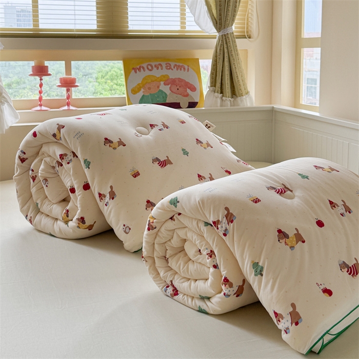 91家纺网 家纺一手货源 找家纺 暖生活 2025新款牛奶针织棉四季被冬被 苹果小狗