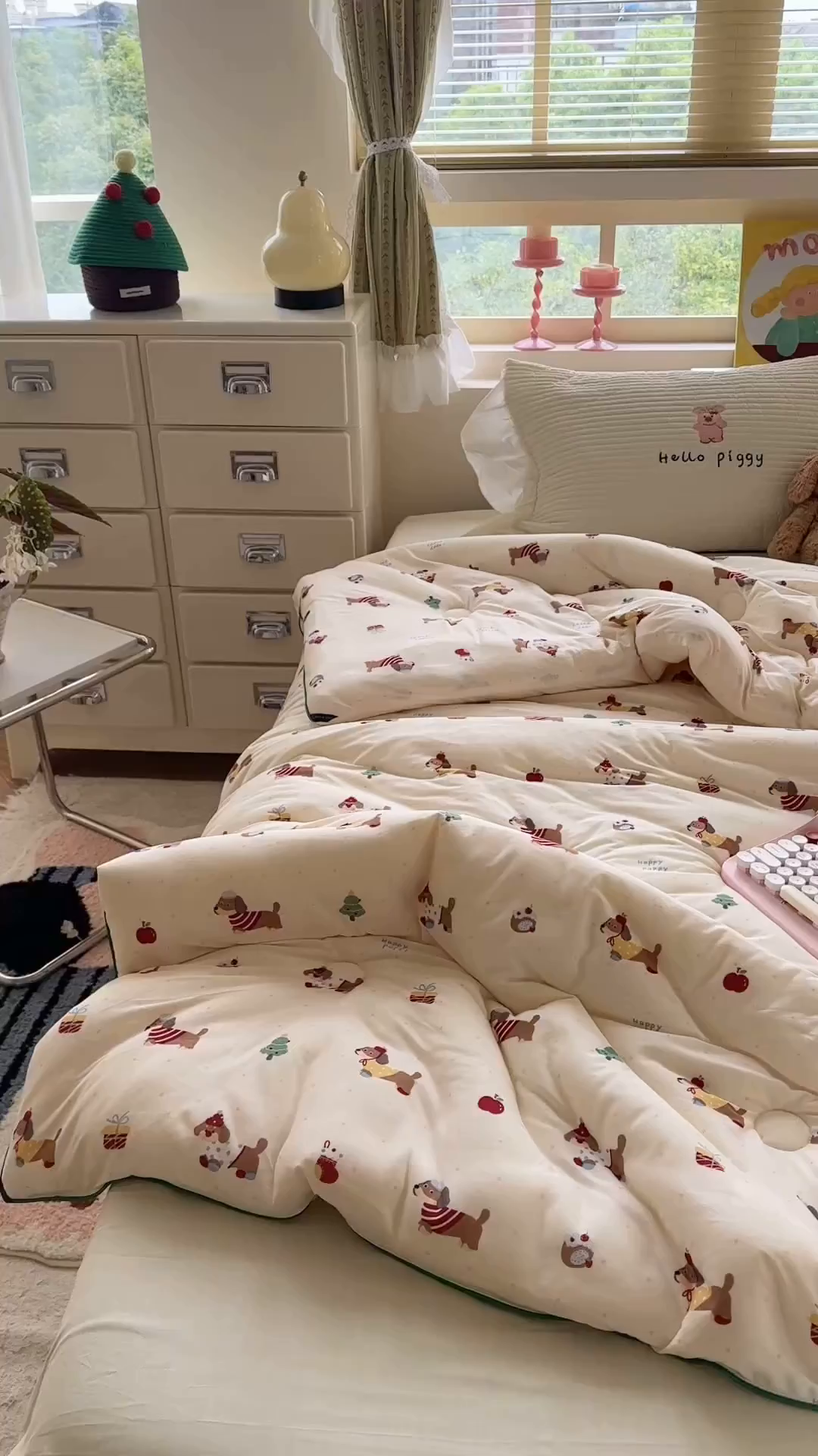 91家纺网 家纺一手货源 找家纺 暖生活 2025新款牛奶针织棉四季被冬被 苹果小狗