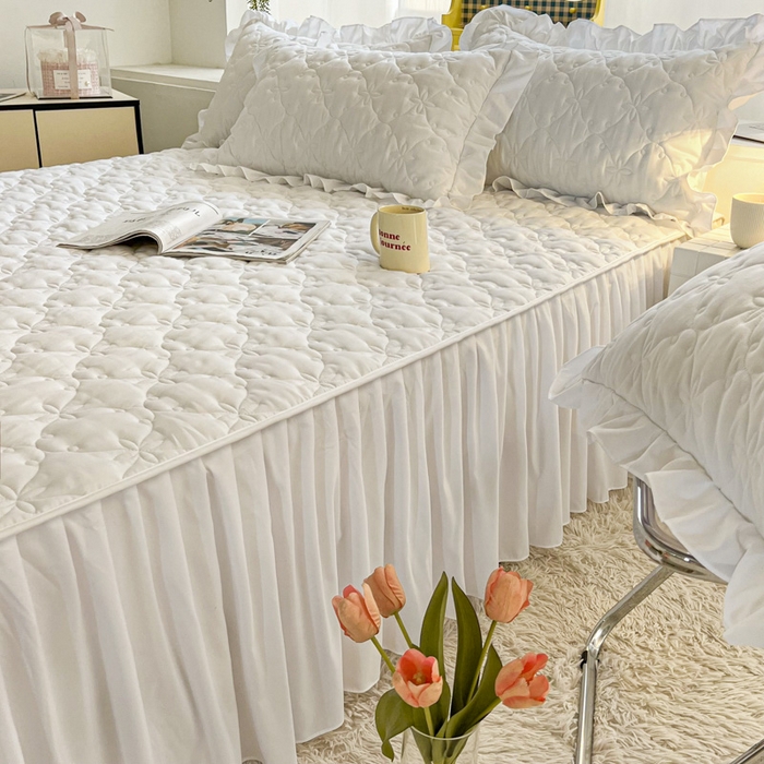 91家纺网 家纺一手货源 找家纺 （总）鼎丰家纺 2025新款纯色高克重水洗棉夹棉床裙-曼可