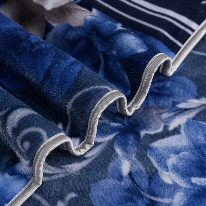 91家纺网 家纺一手货源 找家纺 晚静 2025新牛奶绒印花单被套法莱绒金貂被套单件180克全尺寸被套 蓝莲花