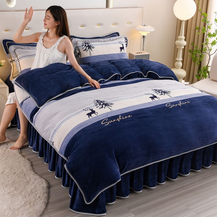 91家纺网 家纺一手货源 找家纺 晚静 2025新牛奶绒印花单被套法莱绒金貂被套单件180克全尺寸被套 小鹿