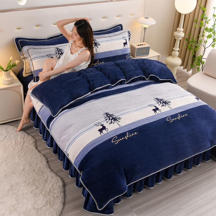 91家纺网 家纺一手货源 找家纺 晚静 2025新牛奶绒印花单被套法莱绒金貂被套单件180克全尺寸被套 小鹿