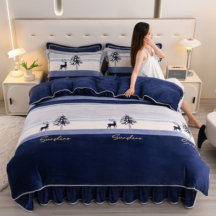 91家纺网 家纺一手货源 找家纺 晚静 2025新牛奶绒印花单被套法莱绒金貂被套单件180克全尺寸被套 小鹿