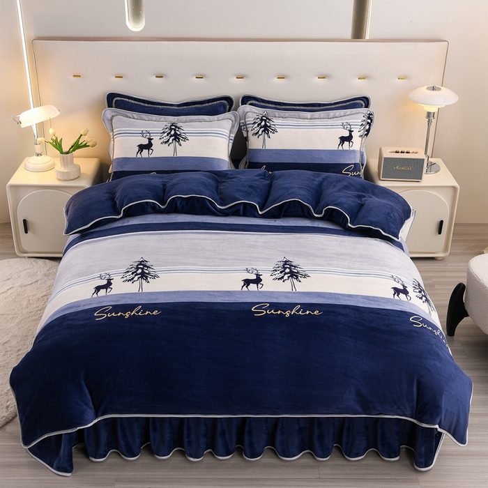 91家纺网 家纺一手货源 找家纺 晚静 2025新牛奶绒印花单被套法莱绒金貂被套单件180克全尺寸被套 小鹿