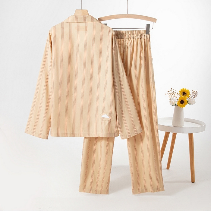 91家纺网 家纺一手货源 找家纺 （总）观月轩家纺 2025新款天丝棉情侣款长袖长裤套装-灰驼