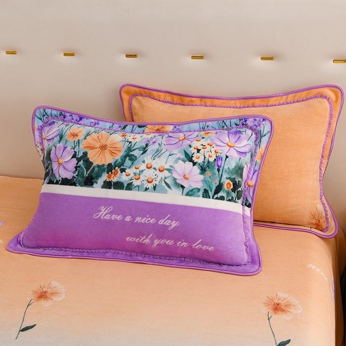 91家纺网 家纺一手货源 找家纺 晚静 2025新牛奶绒印花单被套法莱绒金貂被套单件180克全尺寸被套 花香