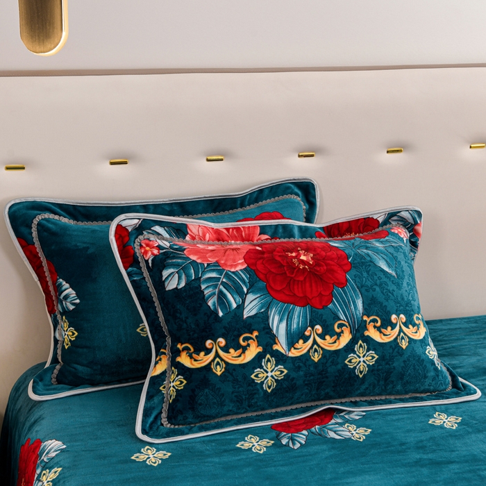 91家纺网 家纺一手货源 找家纺 晚静 2025新牛奶绒印花单被套法莱绒金貂被套单件180克全尺寸被套 花开富贵