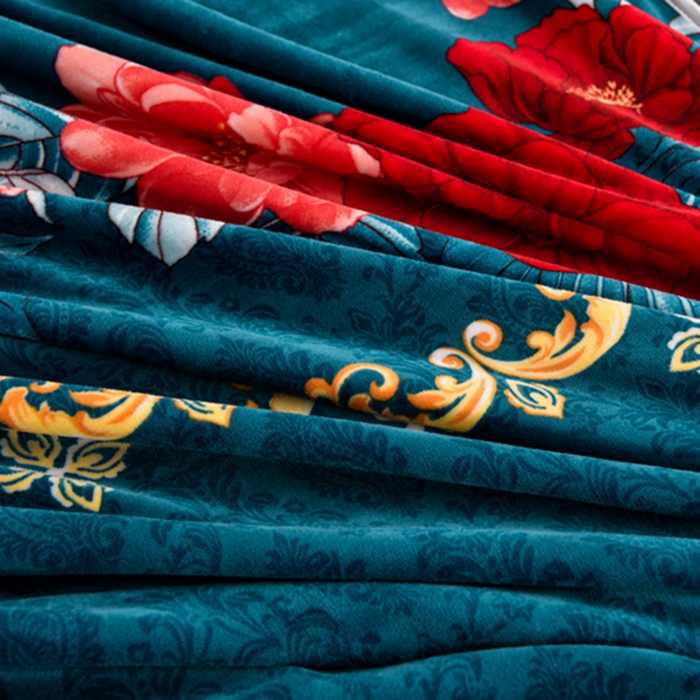 91家纺网 家纺一手货源 找家纺 晚静 2025新牛奶绒印花单被套法莱绒金貂被套单件180克全尺寸被套 花开富贵