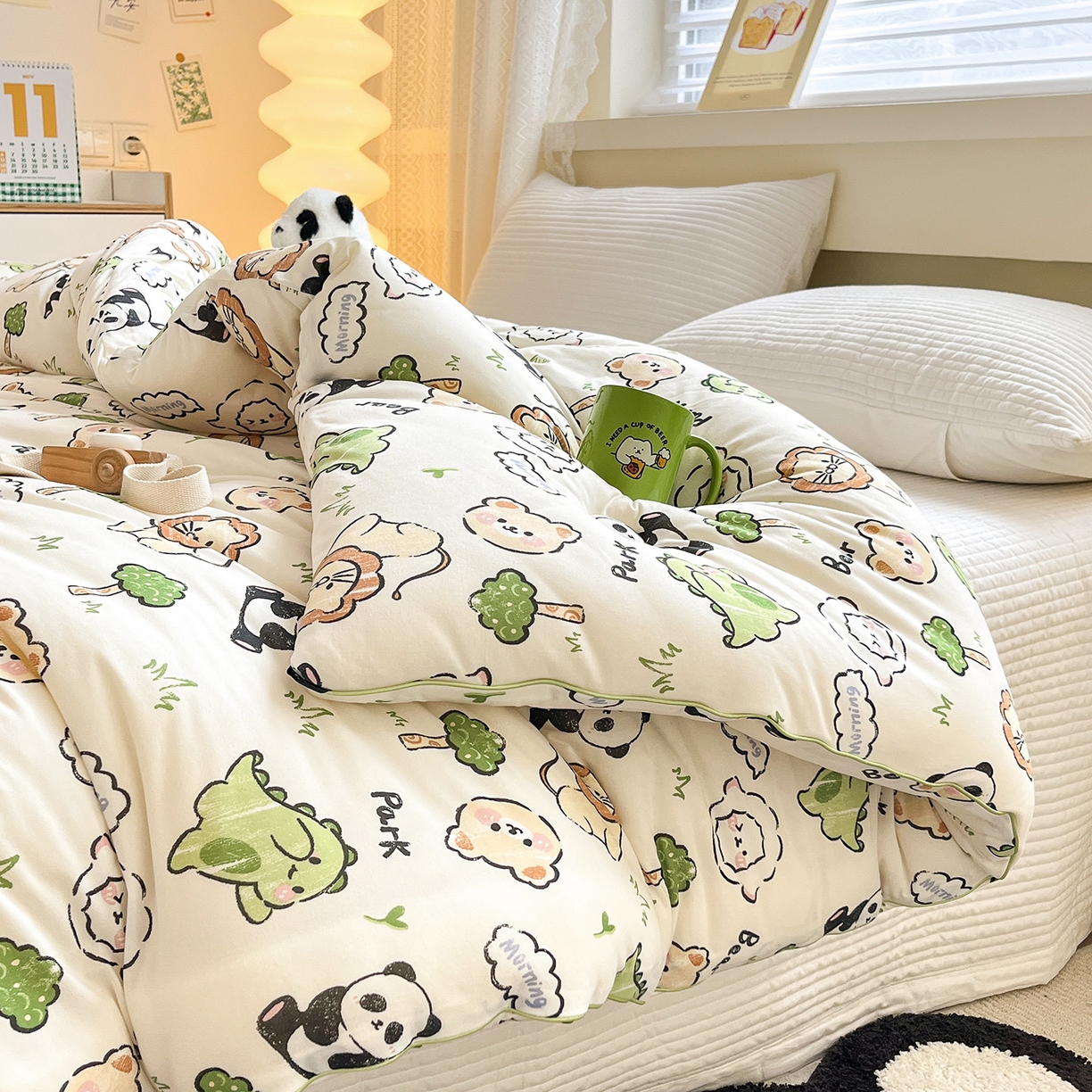 91家纺网 家纺一手货源 找家纺 暖生活 2025新款牛奶针织棉四季被冬被 大森林